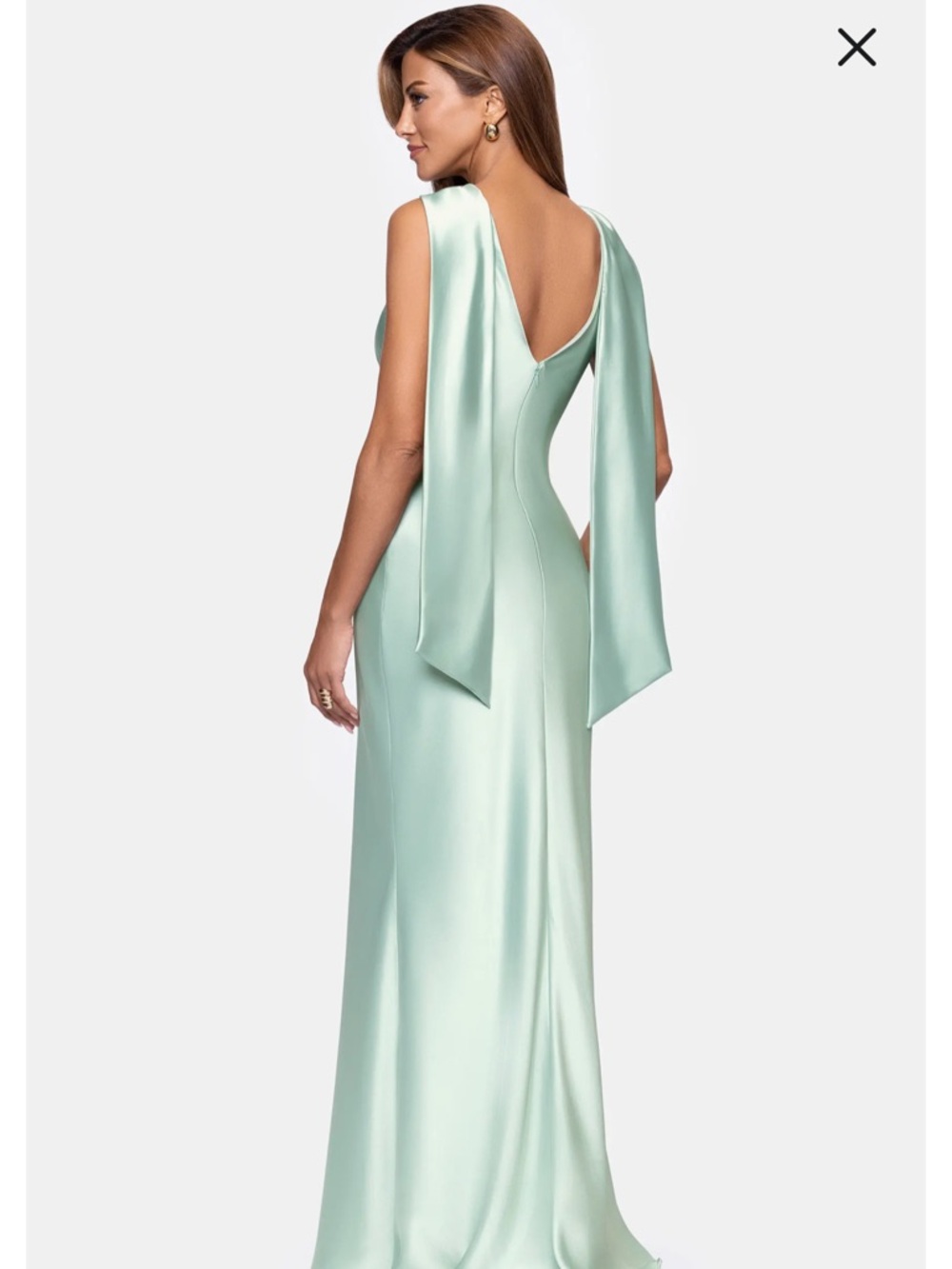 Xscape Mint Satin Halter-Style Wedding Dress - Picture 4 of 5